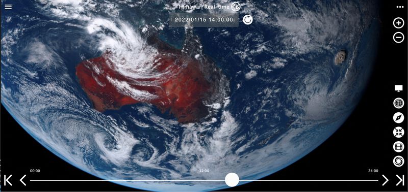 FILE PHOTO: Handout image shows a plume rises over Tonga