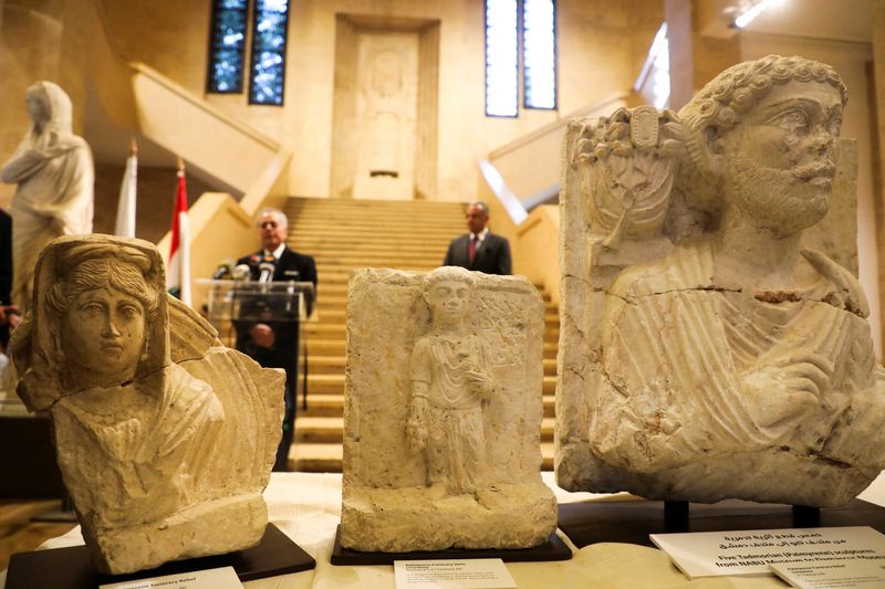 Roman artifacts from the ancient city of Palmyra are pictured