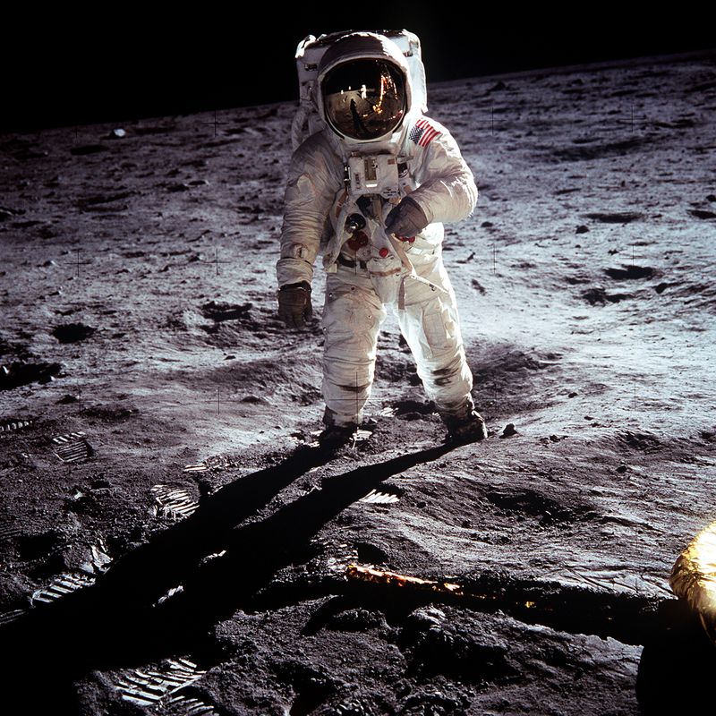NASA file image shows Buzz Aldrin on the moon next