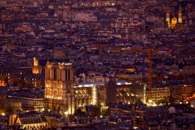 General view of the Notre Dame de Paris Cathedral under