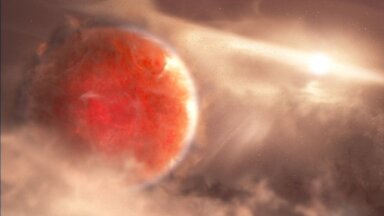gloAn artist’s illustration shows a massive, newly forming exoplanet called
