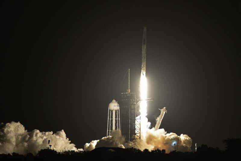 FILE PHOTO: A SpaceX Falcon 9 rocket, with the Crew