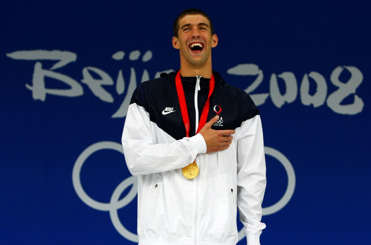 FILE PHOTO: Michael Phelps of the U.S. smiles during the