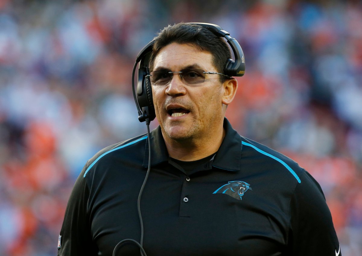 Carolina Panthers’ head coach Ron Rivera walks the sidelines in