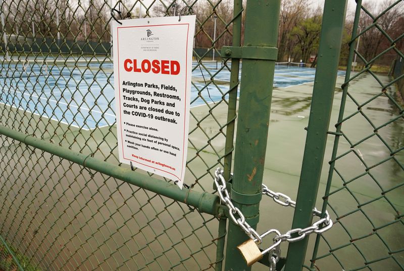 Tennis courts closed due to coronavirus health safety measures in