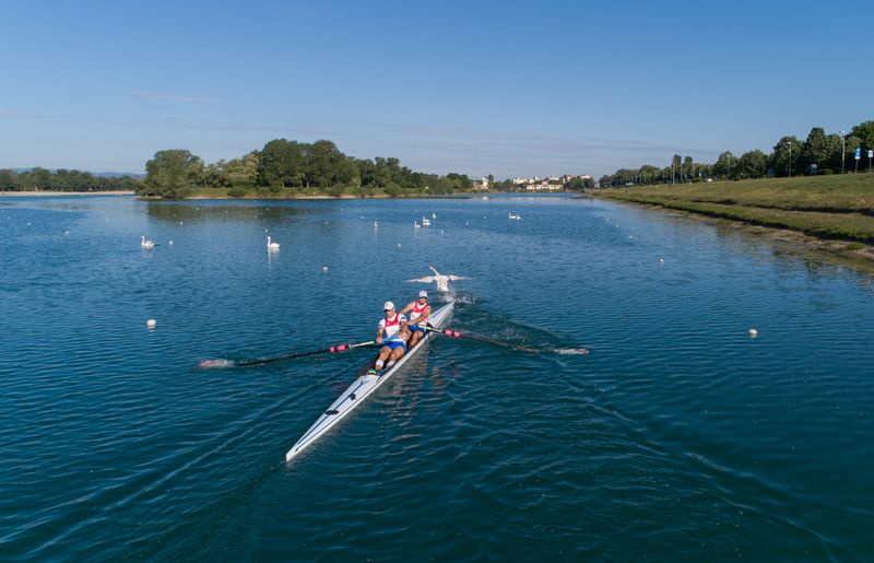 Brothers Valent and Martin Sinkovic are seen rowing during the