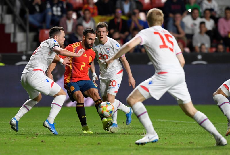 FILE PHOTO: Action from a Euro 2020 Qualifier between Spain