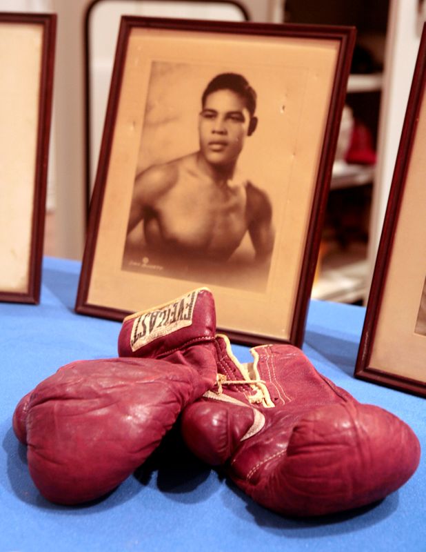 FILE PHOTO: The gloves of American boxer Joe Louis are