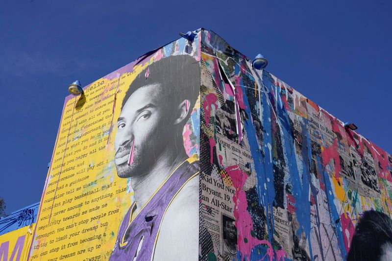A mural of late NBA great Kobe Bryant is pictured