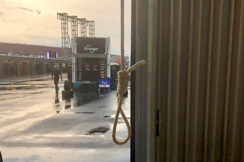 A noose found in the Number 43 garage stall at