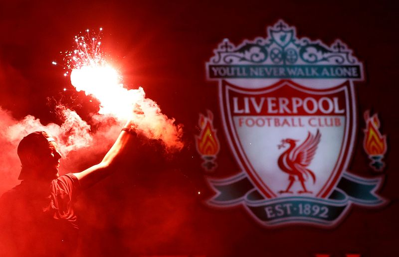 Premier League – Liverpool fans celebrate winning the Premier League