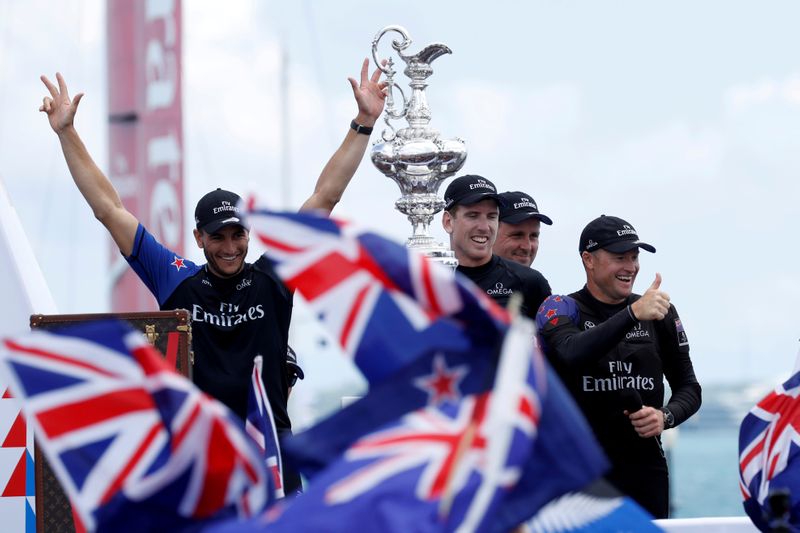 FILE PHOTO: mirates Team New Zealand celebrates with the America’s