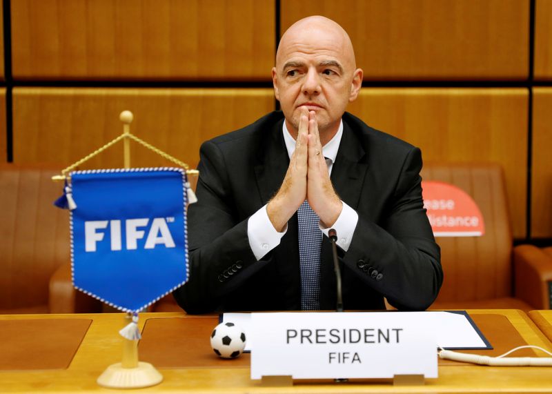 FILE PHOTO: FIFA President Infantino waits for a signing ceremony