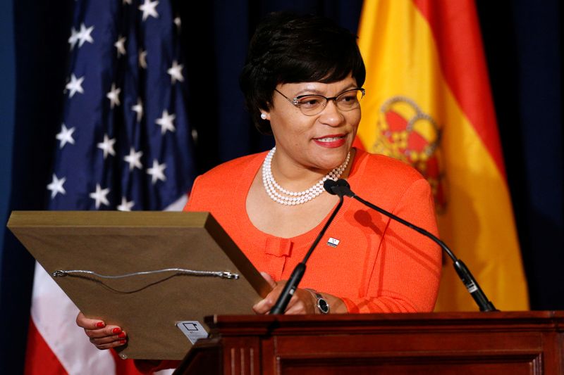 FILE PHOTO: New Orleans Mayor LaToya Cantrell speaks during a