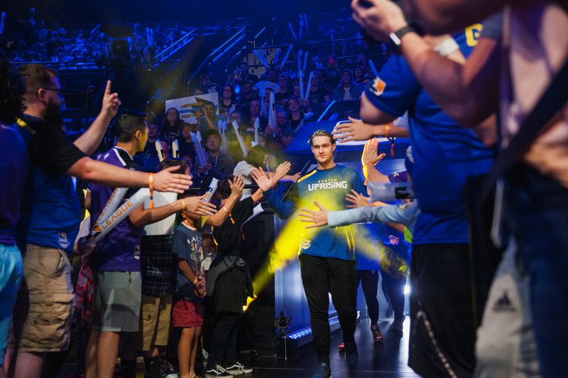 Members of the Boston Uprising team enter the arena before
