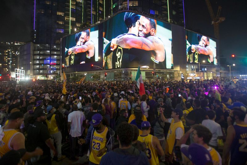 FILE PHOTO: Lakers celebrate 2020 NBA Championship win in Los