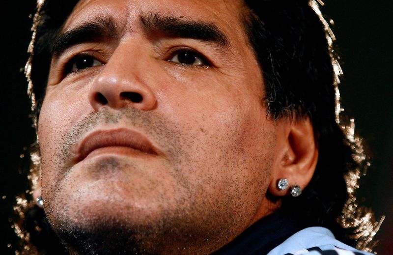 FILE PHOTO:  Argentina’s soccer team head coach Maradona attends