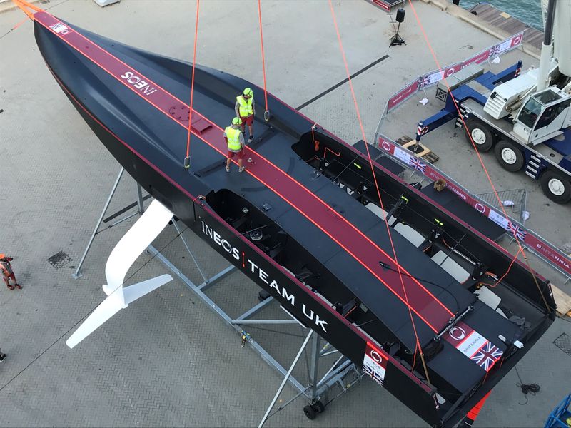 Ineos Team UK’s new America’s Cup AC75 yacht is seen