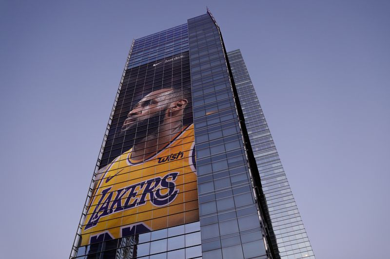 FILE PHOTO: Advertising displays of NBA basketball star LeBron James