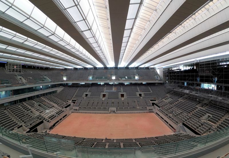 FILE PHOTO: Renovated Philippe-Chatrier central tennis court at Roland-Garros in