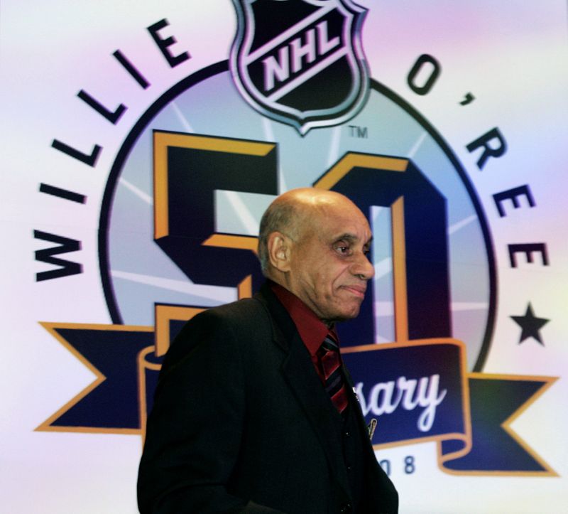FILE PHOTO: First black hockey player Willie O’Ree stands on