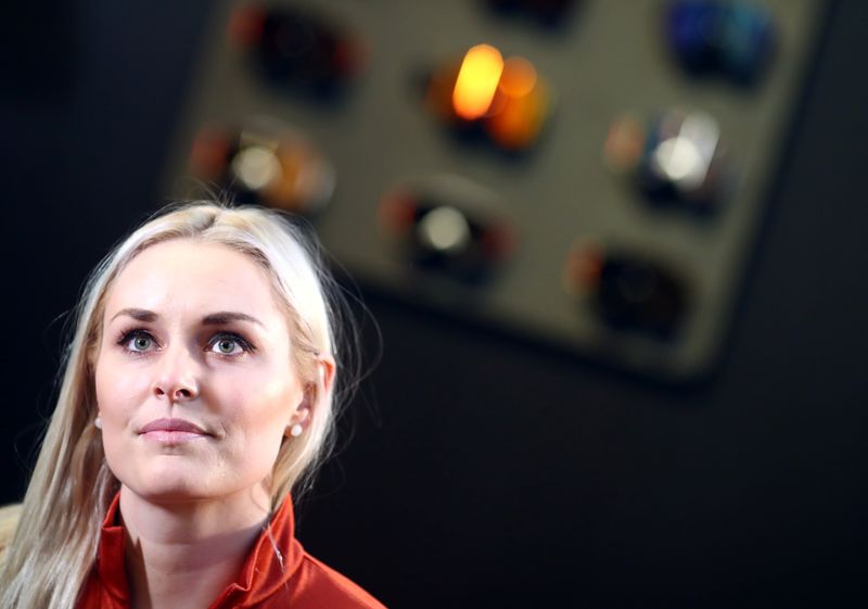 U.S. former skier Lindsey Vonn gives an interview during the