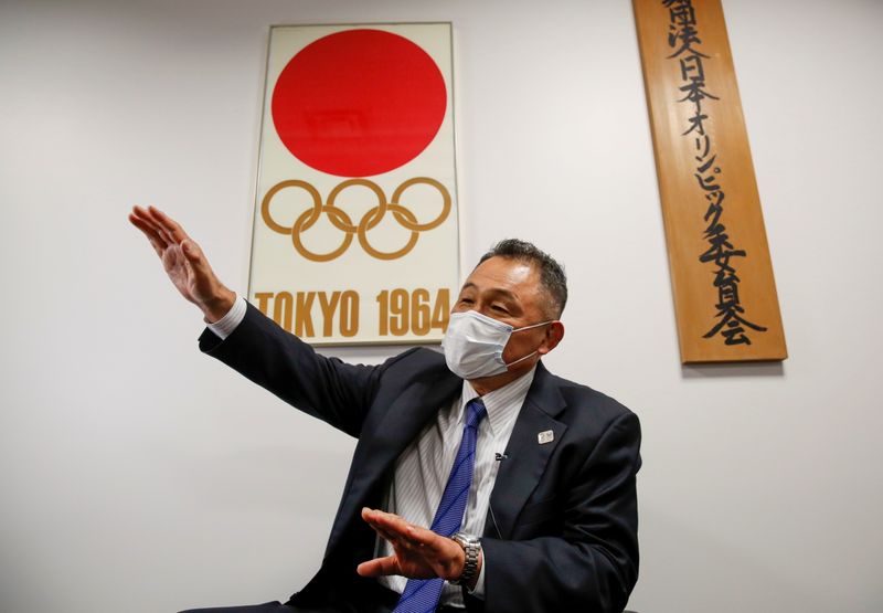 President of Japanese Olympic Committee Yasuhiro Yamashita speak in Tokyo