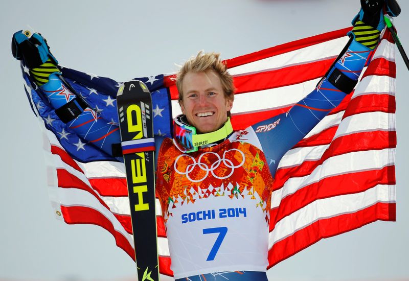 FILE PHOTO: Winner Ted Ligety of the U.S. holds up