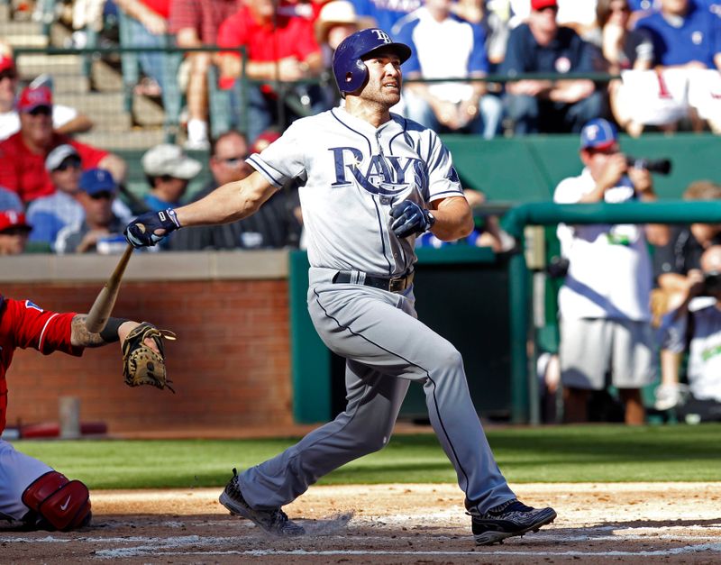 Tampa Bay Rays’ Johnny Damon hits a two-run home run