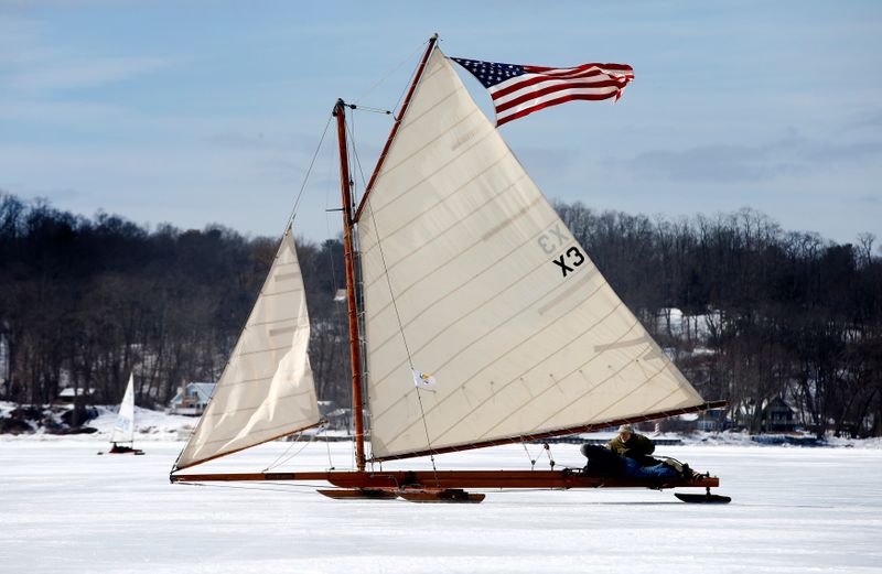 FILE PHOTO: Antique ice sailboats from the Hudson River Ice