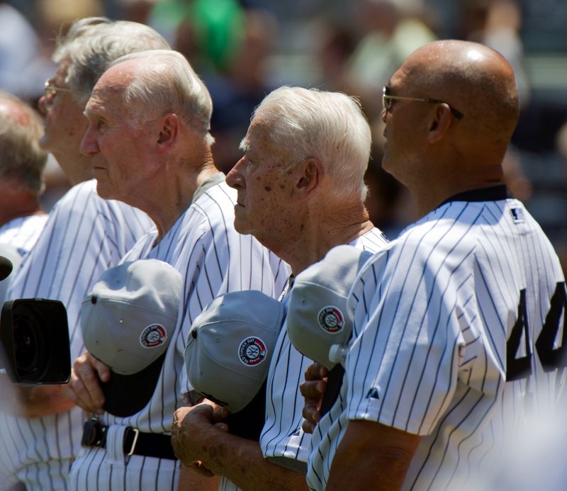 FILE PHOTO: New York Yankees Brown, Arroyo and Jackson stand
