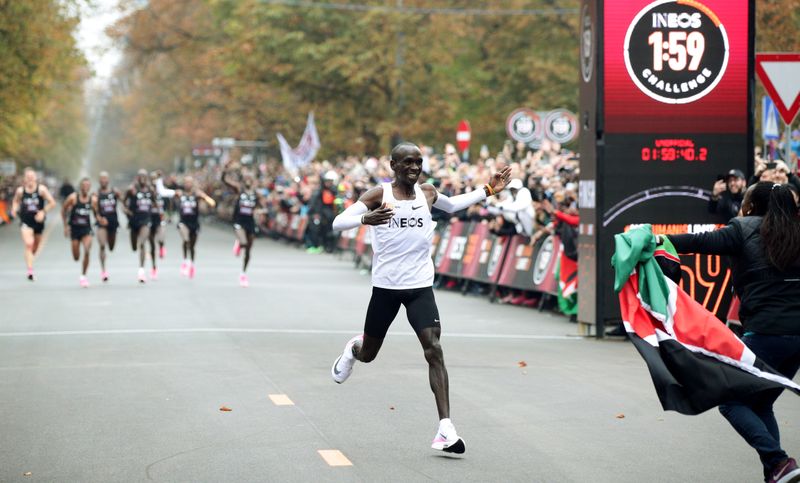 FILE PHOTO: Eliud Kipchoge, the marathon world record holder from