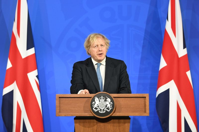 FILE PHOTO: Britain’s PM Johnson holds a news conference on