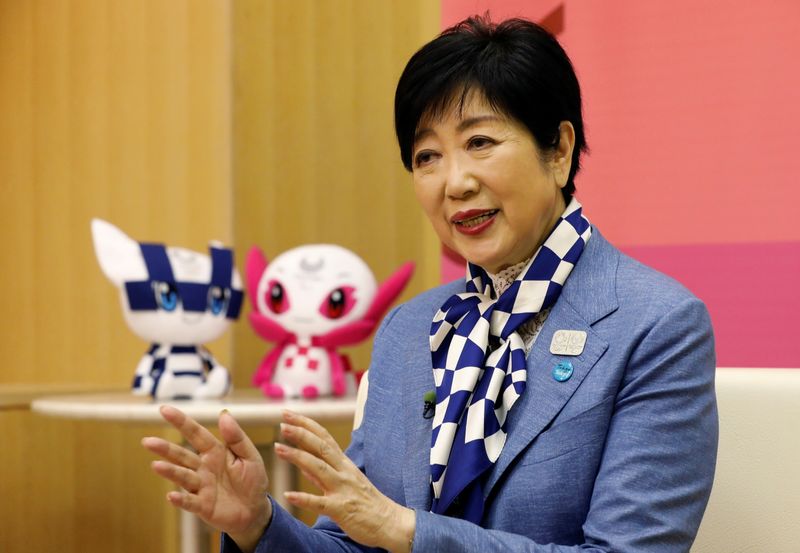 Tokyo governor Yuriko Koike speaks at an interview with Reuters
