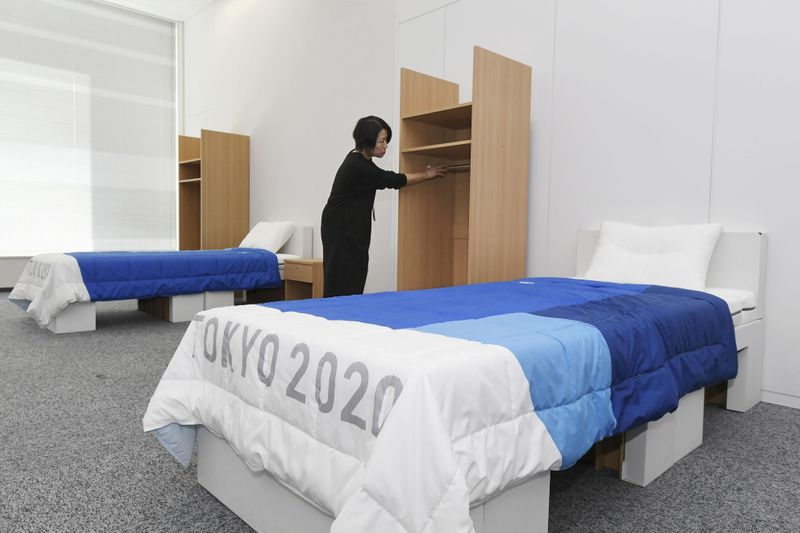 The beds to be used by the athletes at the