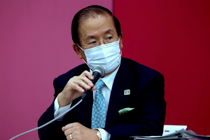 Tokyo 2020 CEO Toshiro Muto speaks during a press conference