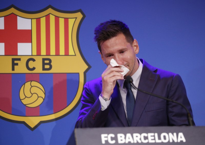 Lionel Messi holds an FC Barcelona press conference