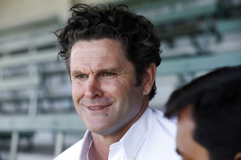 Chris Cairns gives a news conference on day four of