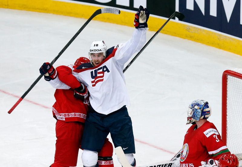 Hayes of the U.S. celebrates the goal of team mate