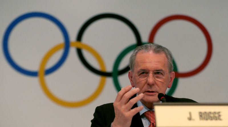 International Olympic Commitee president Jacques Rogge speaks during a news