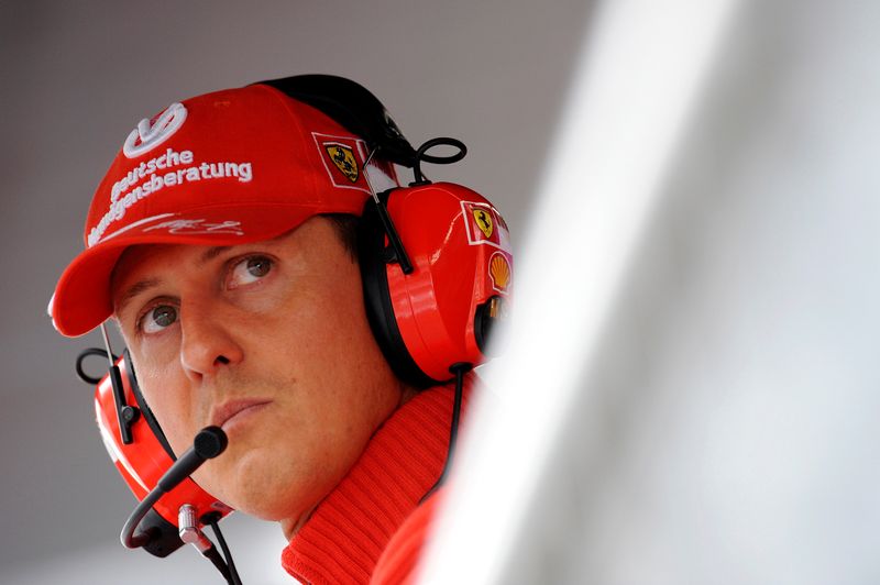 File photo of Schumacher looking on during the qualifying session
