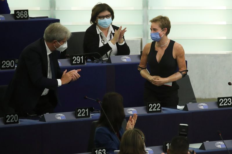 EU Commission President von der Leyen speaks at European Parliament