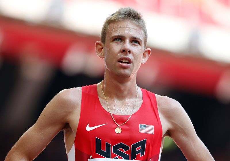 Rupp looks at the scoreboard after his men’s 5000 metres