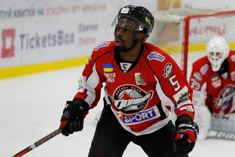FILE PHOTO: HC Donbass player Jalen Smereck in action during