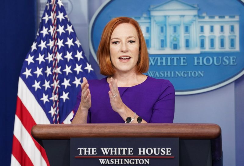 Jen Psaki speaks during a press briefing at the White