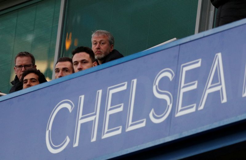 FILE PHOTO: Chelsea owner Roman Abramovich in the stands
