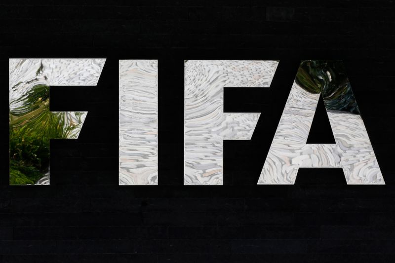 Logo of the FIFA is pictured at the Home of