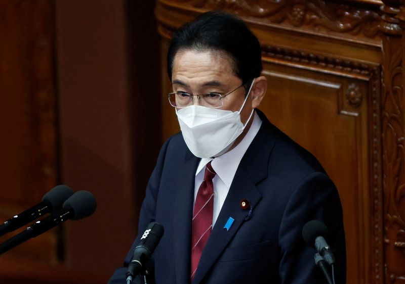 Japan’s Prime Minister Fumio Kishida attends the opening of an