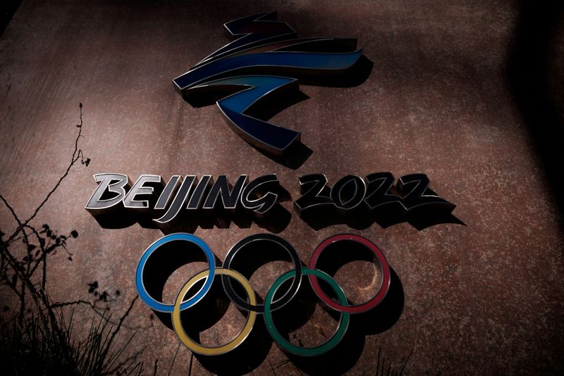 FILE PHOTO: The Beijing 2022 logo is seen outside the