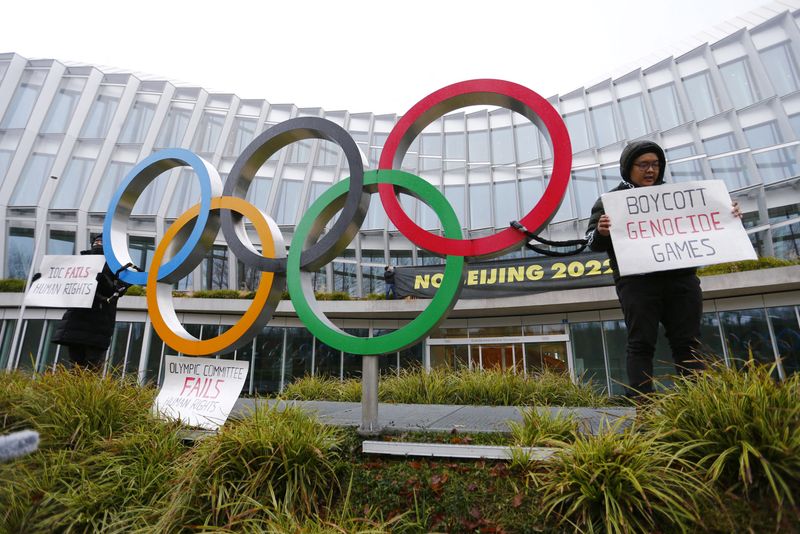 Protest against Beijing 2022 Olympic Games at the IOC in